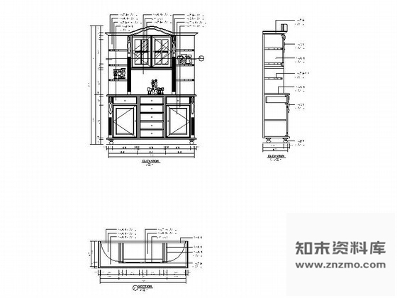 图块/节点奢华欧式餐厅酒柜2立面详图 柜类