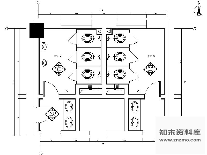 施工图某办公楼公共卫生间装修施工图