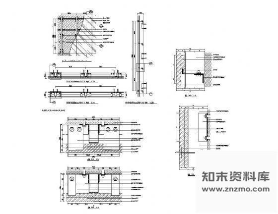 图块/节点墙面干挂石材结构图 墙面通用节点