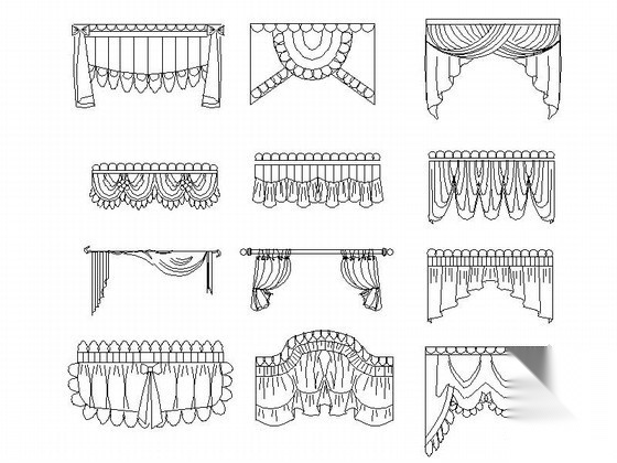 现代窗帘全套CAD图块下载
