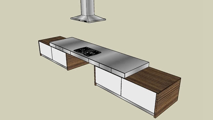 家居开放厨房 草图大师模型