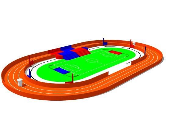 现代风格足球场 学校户外足球场 户外跑道 看台