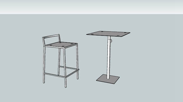 吧台吧椅组合 草图大师模型