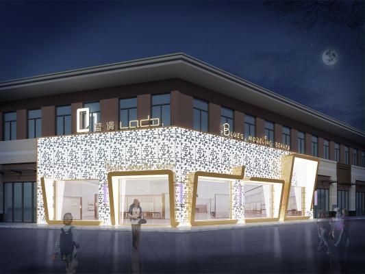 现代理发店门头 理发店外立面 头 外立面 spa 美容院