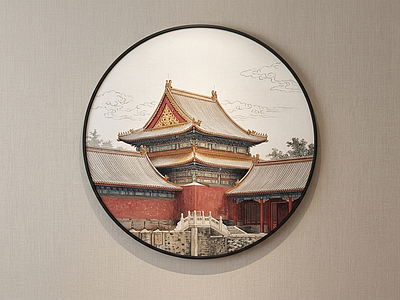 圆形中式挂画挂画