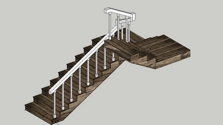 木艺楼梯 草图大师模型