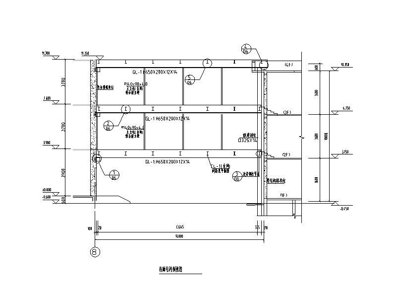 两栋建筑之间钢结构连廊施工图2017 节点 结构节点图