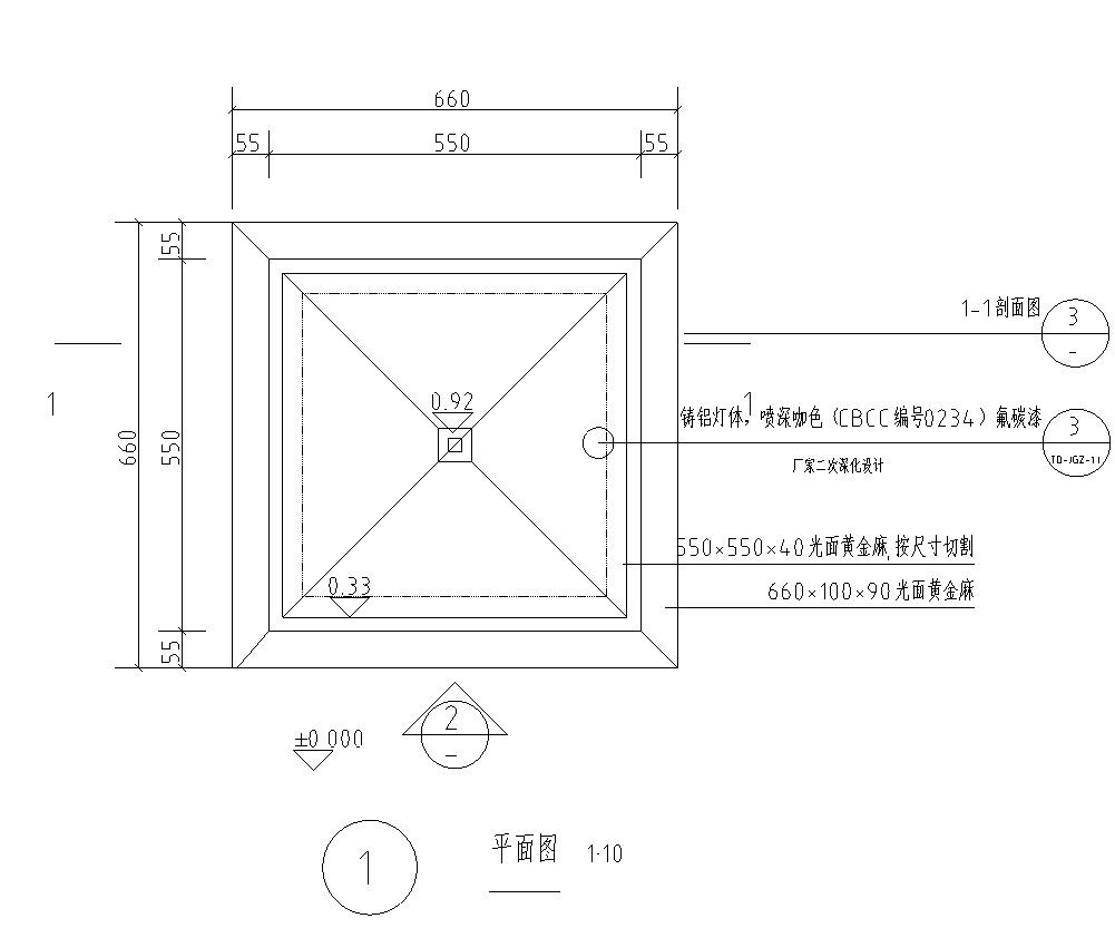 景观细部施工图|高端景观灯柱一详图 景观小品