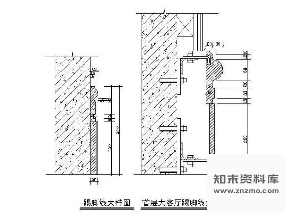 图块/节点石材踢脚施工详图