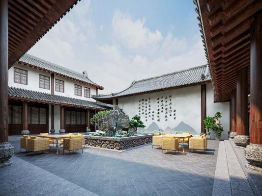 中式古建庭院 四合院 中庭