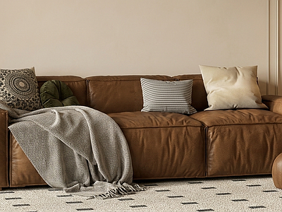 棕色三人沙发三人沙发