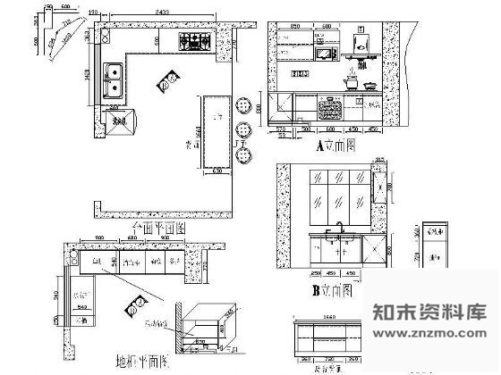 图块/节点四套整体厨柜设计图 柜类