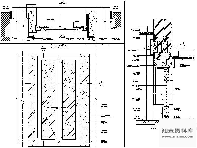 图块/节点客房双开玻璃门详图 通用节点