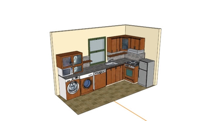 家居封闭厨房 草图大师模型