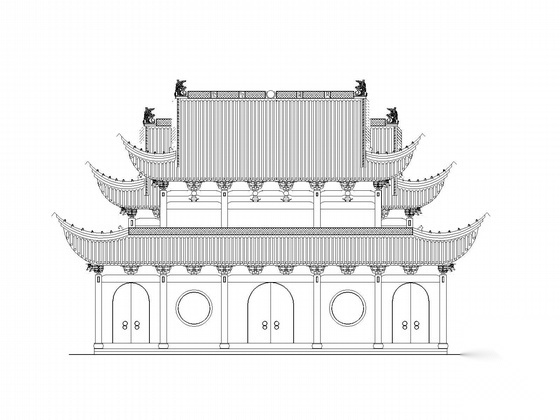 中式戏台、祠堂建筑施工图