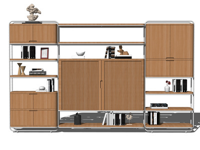 现代装饰柜 书籍 木材 高柜 金属