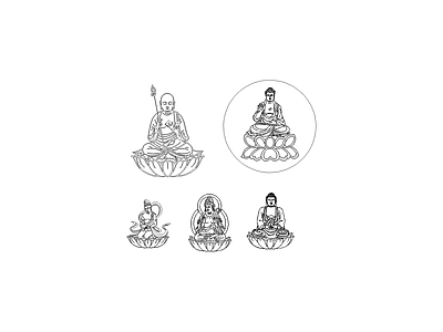 人物 中式佛龛柜神台柜佛像观音莲花宝座图块
