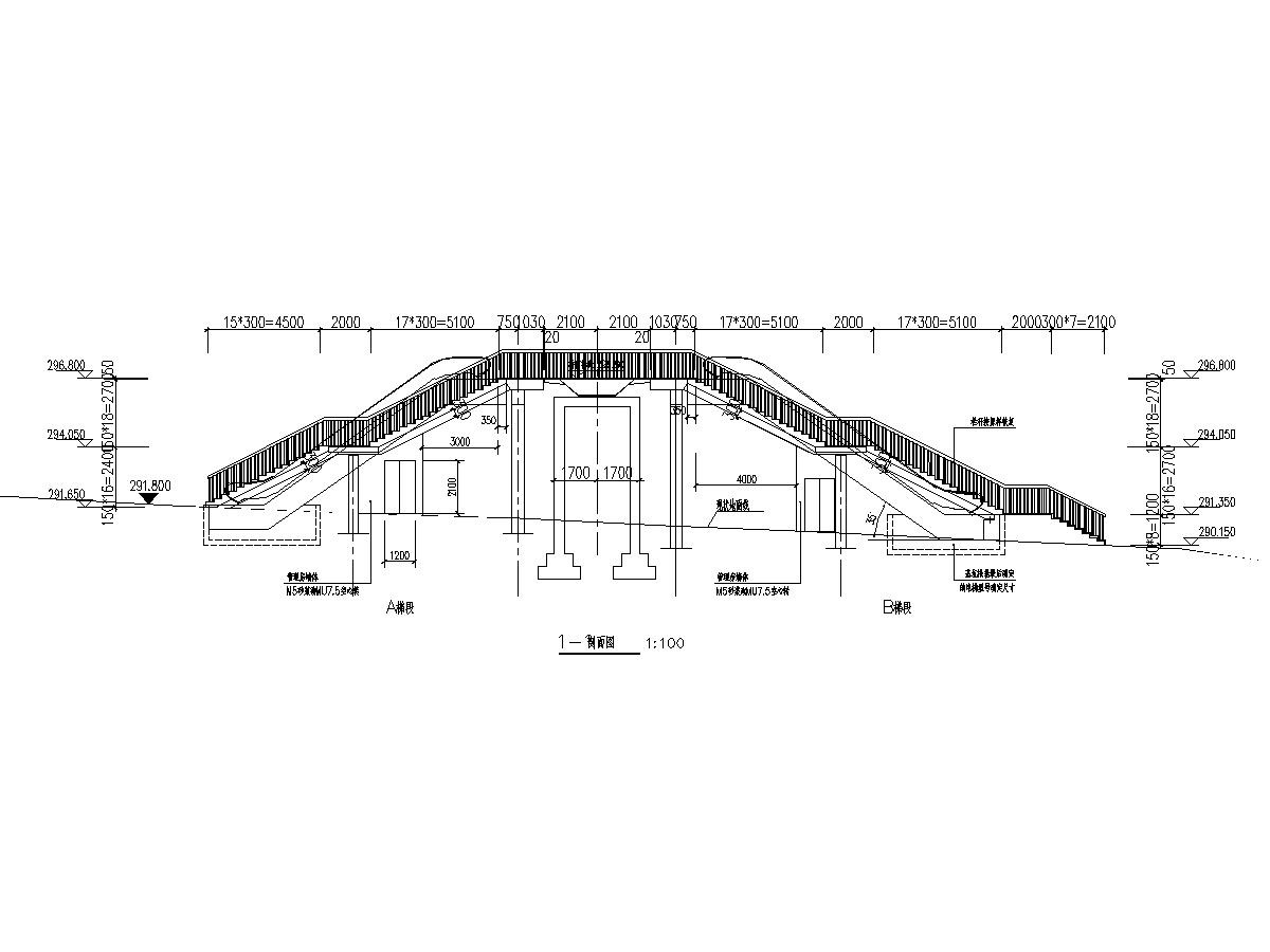 儿童医院钢结构人行天桥建筑结构施工图