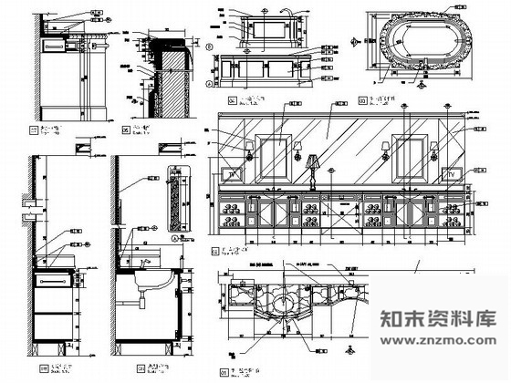 图块/节点奢华盥洗柜详图 柜类 家具节点详图