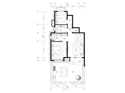 [上海]103㎡现代两居家装户型样板间施工图 平层