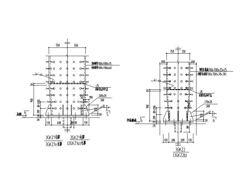 钢骨混凝土柱脚详图CAD 混凝土节点