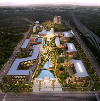 现代风格大学 带湖景