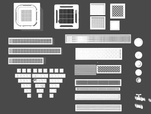 现代风格零件 出风口 开关组合