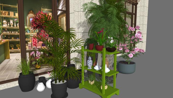 现代风格花店 花店 花店堆头 堆景 牡丹花 组合 商业街堆景 商业街