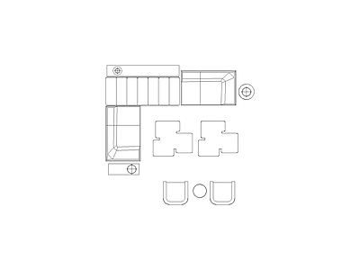 工装办公家具图块 大型套装沙发