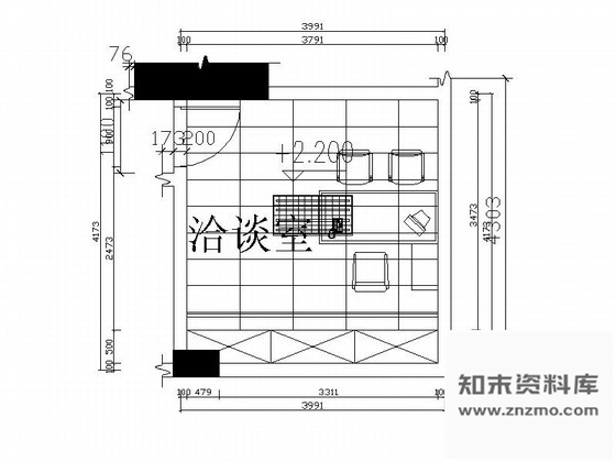 施工图深圳某商务酒店洽谈室装修图