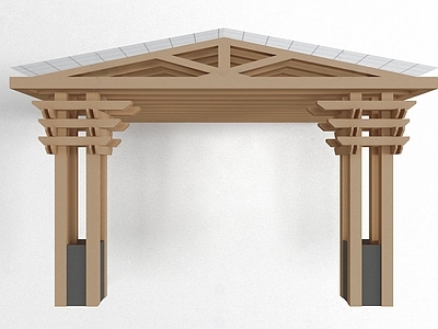 新中式进门建筑构件