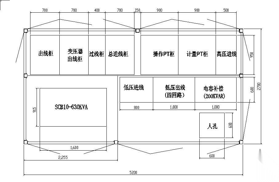 630KVA箱变平面布置图