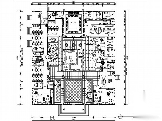 [温州]设计工作室设计简欧风格商业办公空间施工图（含效... 开放办公室