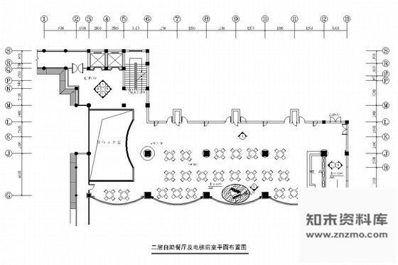 施工图湖北旅游风景名城酒店自助餐厅装修图