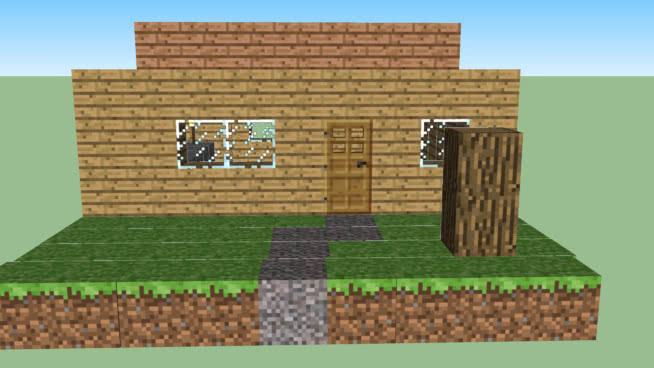 minecraft house 门垫 杂物筐 田地 瓦屋顶 扫帚