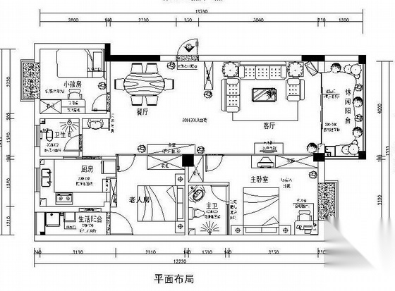 [湖南]浏阳河畔100平米三居装修图 平层