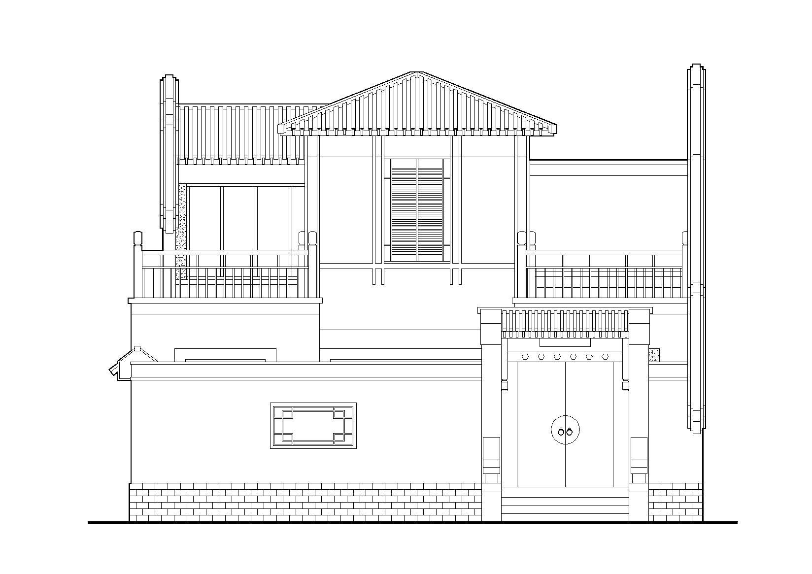 北方坡屋顶小二层三居四合院居住建筑施工图（含效果图）