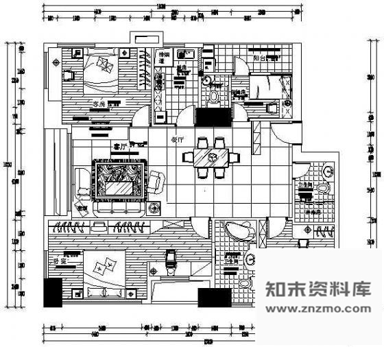 施工图某宾馆套房装修图