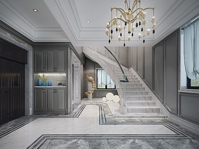 简欧法式楼梯间 孔雀