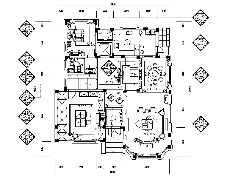 [江苏]欧式风格别墅设计CAD施工图（含效果图）