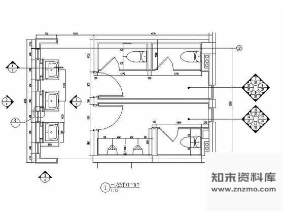 施工图黄山某售楼处洗手间装修图