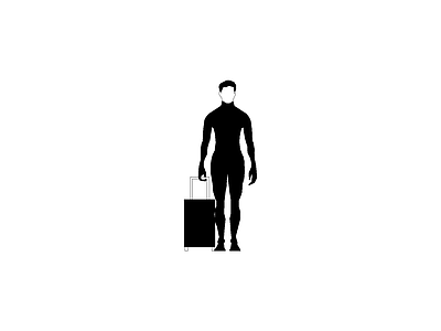 家装人体工程学尺图 人物男性站立拉行李