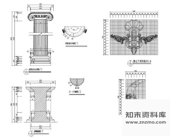 图块/节点爱奥尼柱式详图