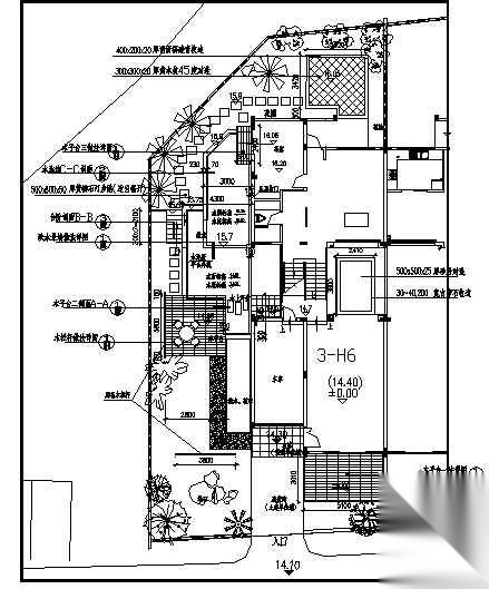 [广东]某小区新H型样板房庭院环境景观施工图