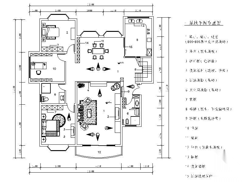 200㎡错层别墅装修图