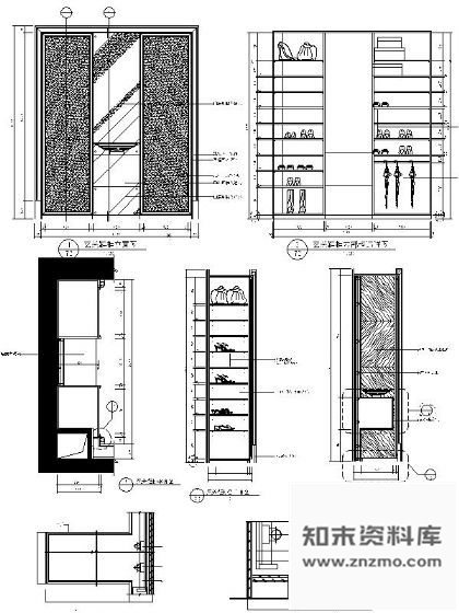 图块/节点木制玄关鞋柜详图 柜类 家具节点详图