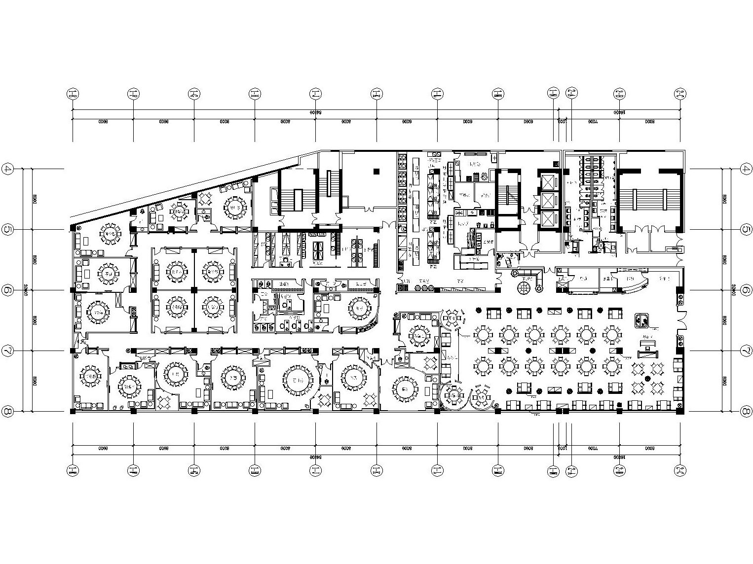 天津2000平米连锁餐饮店概念装修施工图（附效果图）