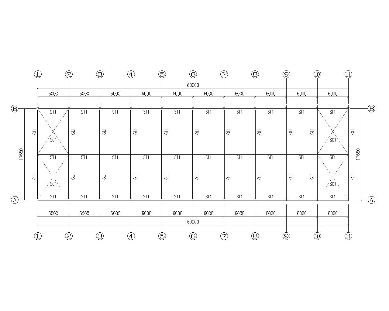 单跨含吊车梁厂房结构施工图（CAD）