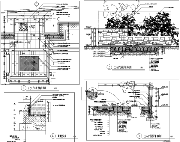 [北京]6套中式私家庭院花园景观设计施工图（附方案文...