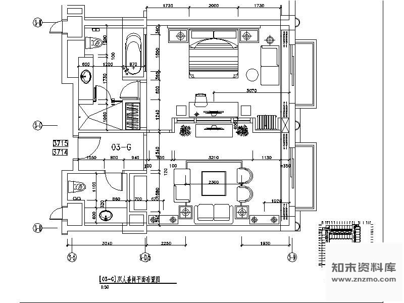 施工图某国际度假酒店双人套间竣工图